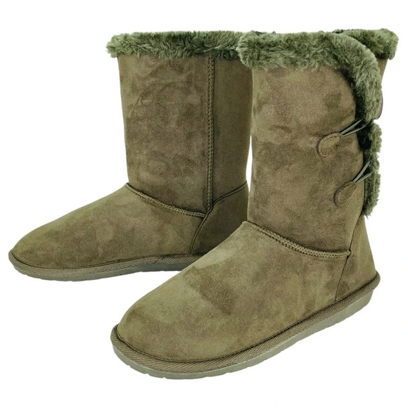 Sugar Marty Army Green Microfiber Suede Over The Ankle Womens Cozy Boots Size 8M - Picture 8 of 12